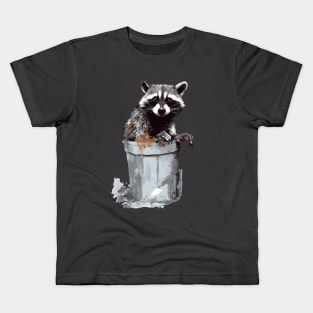 Cute Raccoon in a trash bin, trash panda Kids T-Shirt